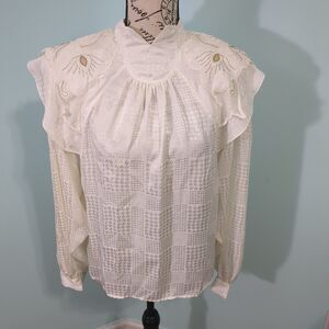 Vintage Sonya Ratay for San Andre Satin Effect Blouse size 8 embroidered